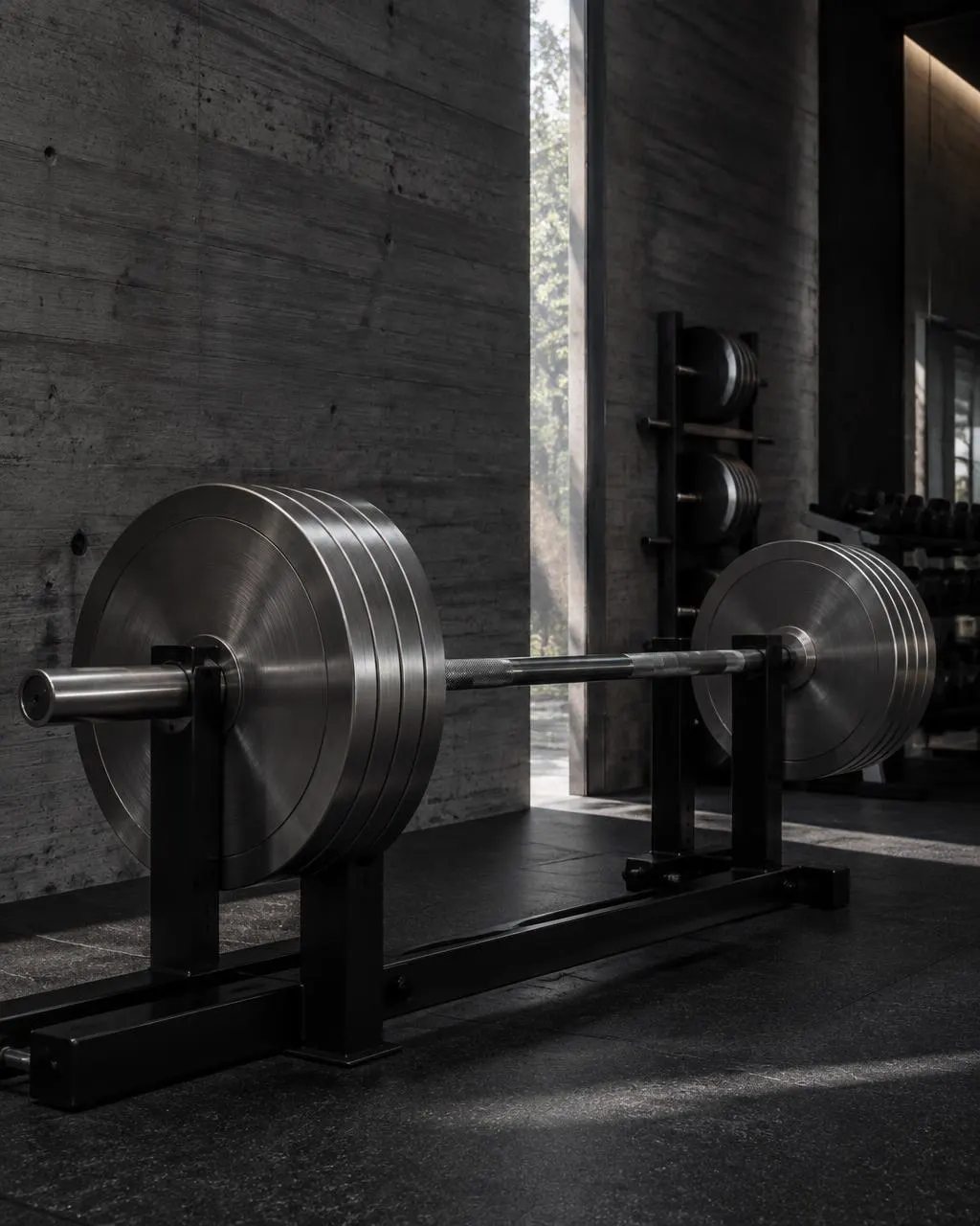 Precision steel weight plates against concrete